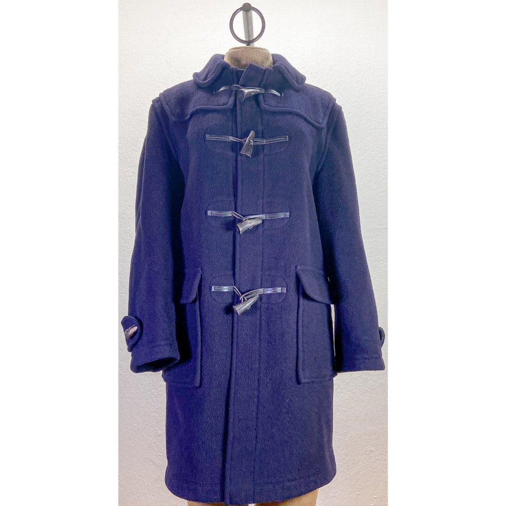 Gloverall Wool Navy Blue Duffle Coat with Buffalo Horn Leather Toggles
